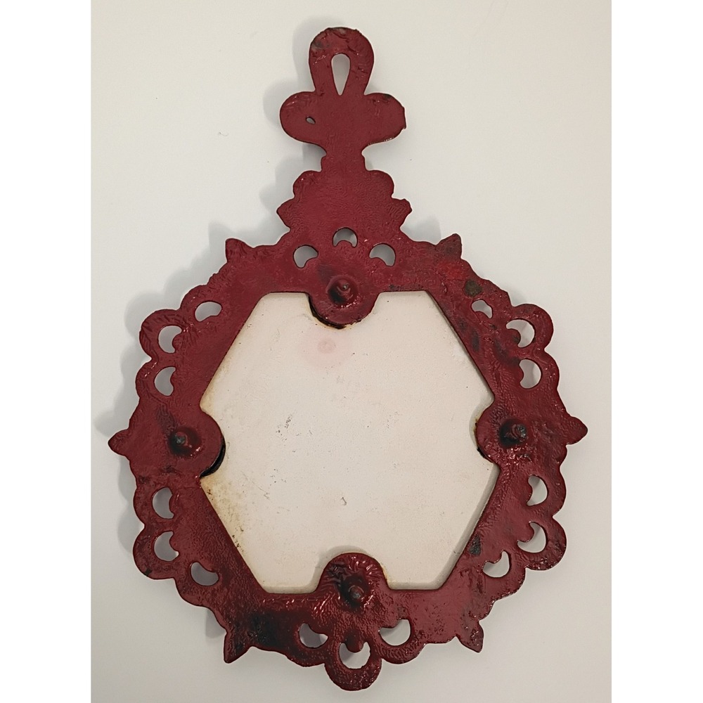 Ceramic Tile Cast Iron Hot Plate Trivet Fruit Retro Wall Hanging -Blue Green Red - Picture 6 of 7